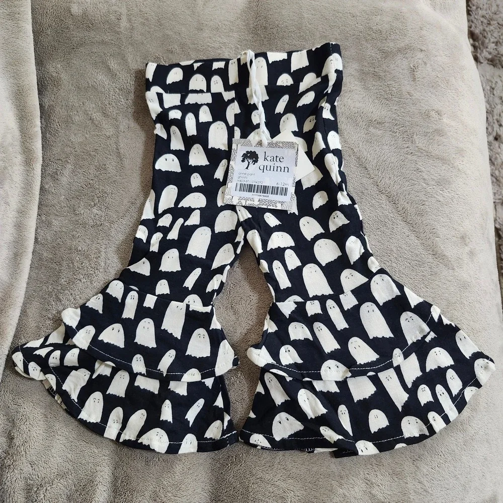 Kate Quinn Baby Ghost Halloween Drop Waist Tee Anne Bell Bottom Pants Set 6-12M